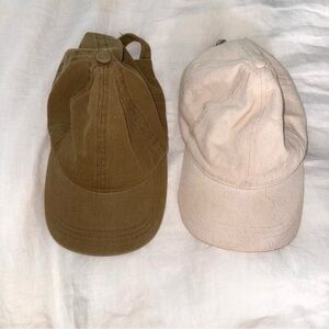 Zara cream and green baseball Hats